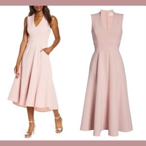 NEW Eliza‎ J Navy [ 6 ] High Low Fit & Flare Midi Dress in Blush
